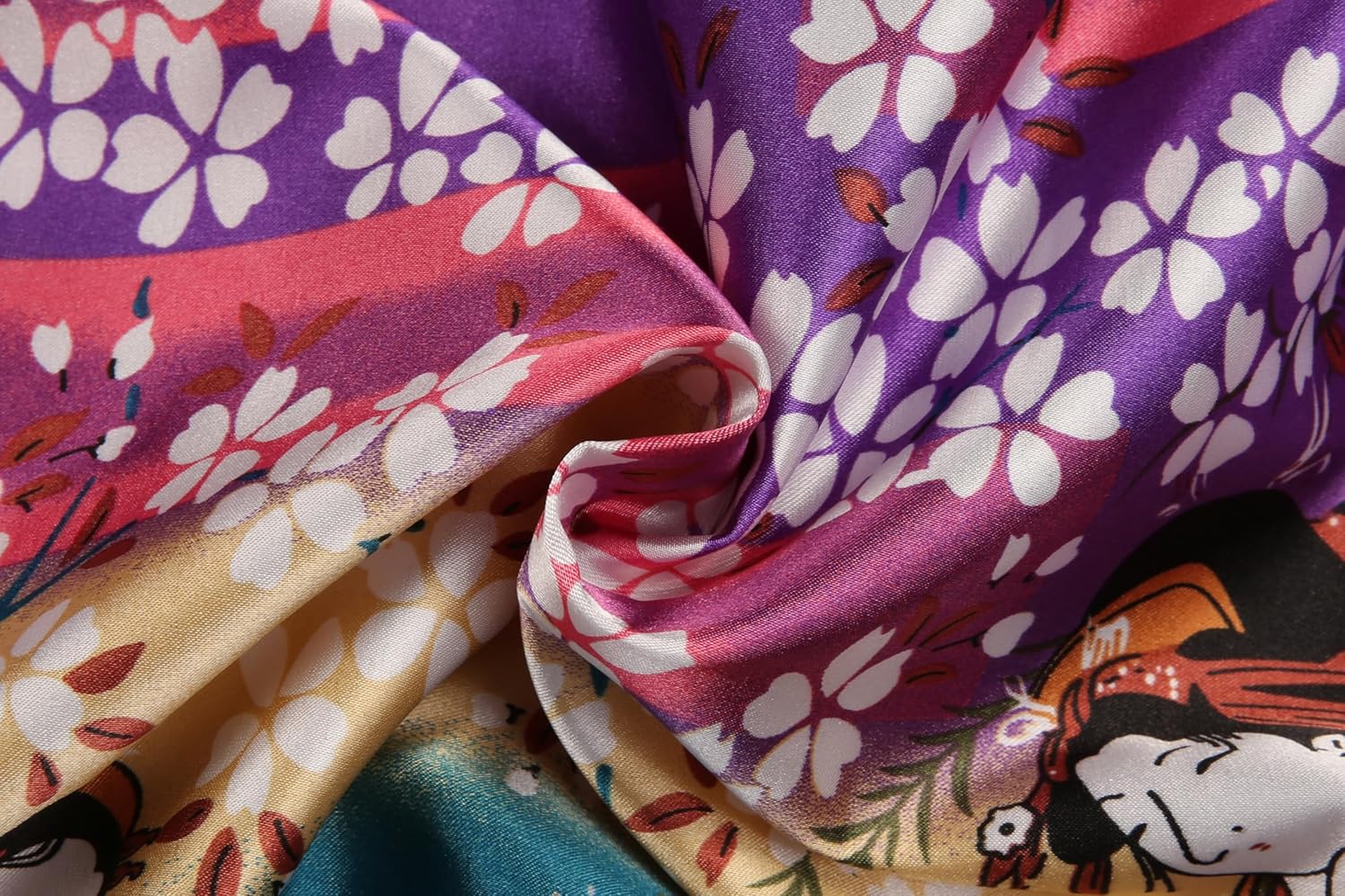 Women's Plus Size Floral Robes Long Satin Kimonos Bathrobes Patterned Long Silky Sleepwear Loungewear - Image 6