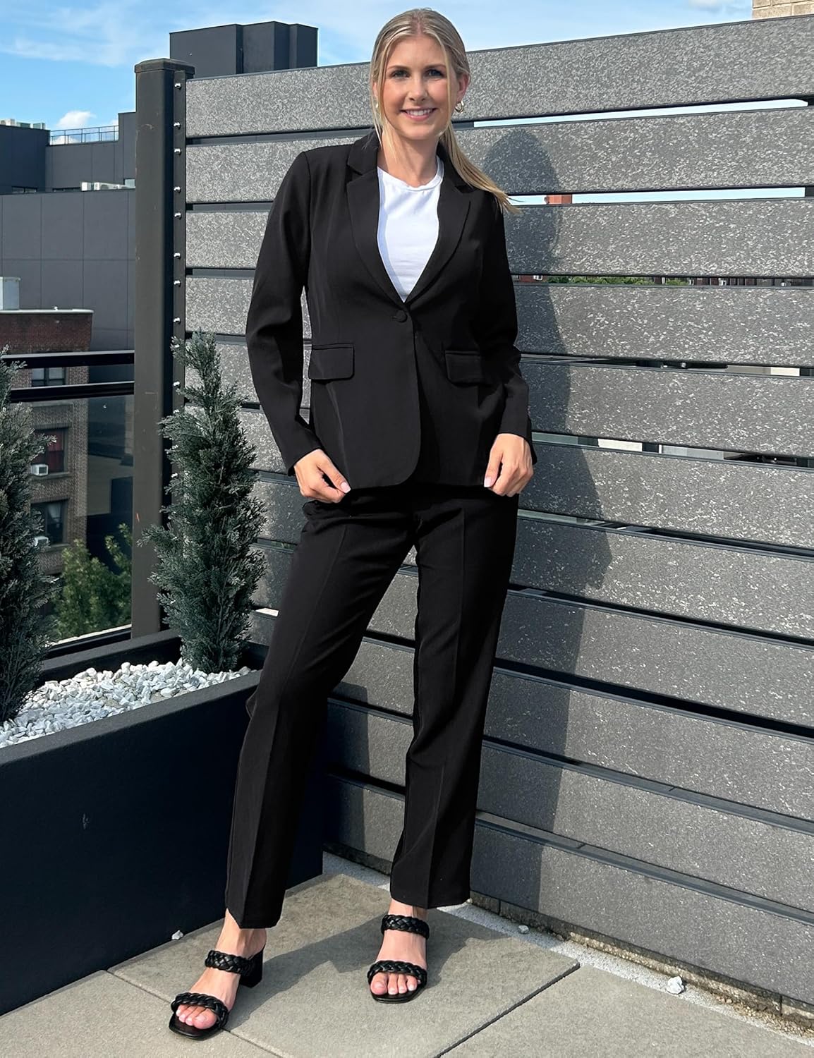 luvamia Women's Two Piece Sets Pants Suits Dressy Business Casual Outfits Professional Blazer Pantsuits Set Work Office - Image 6