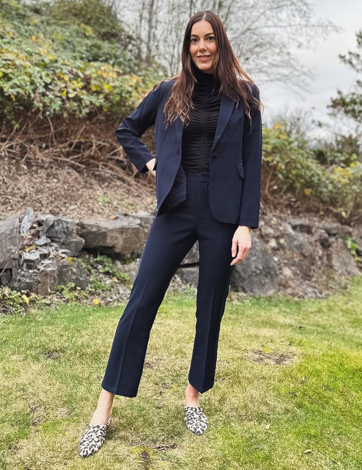 luvamia Women's Two Piece Sets Pants Suits Dressy Business Casual Outfits Professional Blazer Pantsuits Set Work Office - Image 5