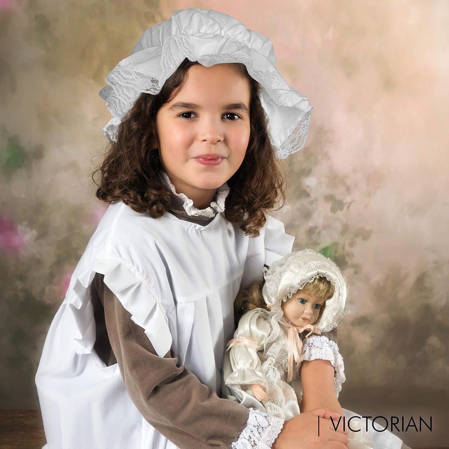 Skeleteen White Mob Cap Accessory - Grandma Night Bonnet Colonial Costume Nightcap Mop Hat Accessories for Maid Girls and Women - Image 3
