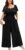 SCOMCHIC Women’s Plus Size Jumpsuits Square Neck Dressy Casual Wide Leg Long Pant Romper One Piece Outfits With Pockets