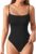 MANGOPOP Women’s Cami Thong Bodysuit Double Lined Square Neck Backless Body Suit Adjustable Spaghetti Strap Tank Tops