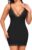 DERCA Slip Dress for Women Adjustable Spaghetti Strap V Neck Full Slips Under Dresses Camisole Slip Nightgown