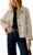 Yeokou Women Oversize Trench Coat Plaid Lining Lapel Button Down Casual Crop Jacket Outwear with Pockets