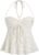 SOLY HUX Women’s Peplum Halter Crop Tops Y2K Drawstring Tie Ruched Dressy Casual Spaghetti Strap Cami Top
