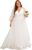 Ever-Pretty Plus Women’s Lace V Neck A Line Short Sleeves Long Simple Bridal Gown Plus Size Wedding Dress for Bride