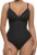 FeelinGirl Shapewear Bodysuit Tummy Control for Women Zip-Up Shapewear Thong Waist V Neck Body Shaper Going Out