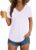 GKBK Womens T Shirts V Neck Short Sleeve Cotton Tops Summer Curved Hem Trendy Basic Tee Shirt S-XXL