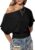 SweatyRocks Women’s Off The Shoulder Crop Tops Asymmetrical Y2K Going Out Top Dolman Short Sleeve 2026 Summer Trendy Clothes