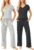 Ekouaer 2 Pack Womens Pajamas Short Sleeve Sleepwear Top with Pants Super-Soft Printed Lounge Sets S-XXL
