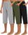 Huukeay 3 Pack Women’s Capri Sweatpants Cozy Wide Legs Cropped Capri with Pockets Lounge Jogger Pants Workout Yoga Solid