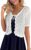 Kate Kasin Women Crochet Shrug Sweater Tie Front Knit Bolero Shrug for Dress Short Sleeve Cropped Cardigan
