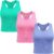 2/3/4 Packs Ribbed Racerback Tanks with Built in Bra for Women -Women’s Seamless Crop Tops Camisole Sport Bra