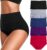 Women’s High Waist Cotton Underwear Super Stretchy Briefs Full Coverage Panties Soft Women Panties 5-Pack