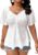 Eytino Womens Plus Size Tops Sweetheart Neck Short Sleeve Eyelet Embroidery Summer Loose Peplum Shirts(1X-5X)