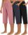 Huukeay 3 Pack Women’s Capri Sweatpants Cozy Wide Legs Cropped Capri with Pockets Lounge Jogger Pants Workout Yoga Solid