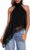 Milumia Women’s Halter Neck Sleeveless Top Lace Asymmetrical Hem Summer Going Out Tank Tops