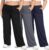 HLTPRO 3 Pack Lounge Pants Women Plus Size Wide Leg Pants Woman with Pockets Casual Pajama Palazzo Black Pant for Yoga