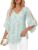 Bebonnie Womens Ruffle 3/4 Sleeve V Neck Double Layers Chiffon Blouses Dressy Tunic Tops