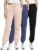 Real Essentials 3 Pack: Women’s Fleece Jogger Sweatpants (Available in Plus Size)