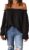Spriolim Women’s Off Shoulder Top Ruffle Long Sleeve Chiffon Blouse Casual Loose Shirts