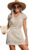 CUPSHE Women Crochet Swim Cover Up Short Sleeve V Neck Bathing Suit Beach Dress Summer Swimwear Coverups