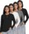 Kinglaman 4 Pack Womens Long Sleeve Shirts Tops Loose Fit Basic Crew Neck Tee T Shirts Ultra Soft Blouses Tops