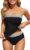 Daci Bandeau Tankini Swimsuits for Women – Two Piece Ruched Tummy Control Bathing Suit Strapless Swimwear with Bottom