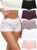 ALL OF SHE Lace Boyshort Sexy Underwear Womens Panties Cheeky Plus Size Lingerie Stretch Cotton Waistband S-3XL 5 Pack