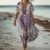 Women’s Summer Boho Ethnic Print Maxi Dress, Loose Sleeveless V Neck Flowy Gown for Beach & Ranch