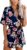 Relipop Women’s Summer Romper Floral Print V Neck Flared Half Sleeve Elastic Tie Waist Ruffle Casual Rompers Jumpsuits