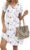 Zeagoo Summer Dresses for Women Casual A Line Dress 2026 V Neck Short Dresses Floral Sundress Pleated Boho Dress
