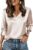 3/4 Length Sleeve Womens Tops Dressy Casual Silk Satin Blouses V Neck Business Work Shirts