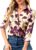 Wrinkle-Resistant Women Silky Button Down Shirts Fashion Printed Dressy Blouse Business Casual Long Sleeve Work Tops