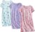 PNAEONG 3 Pack Women’s Cotton Nightgown Sleepwear Short Sleeves Shirt Casual Print Sleepdress